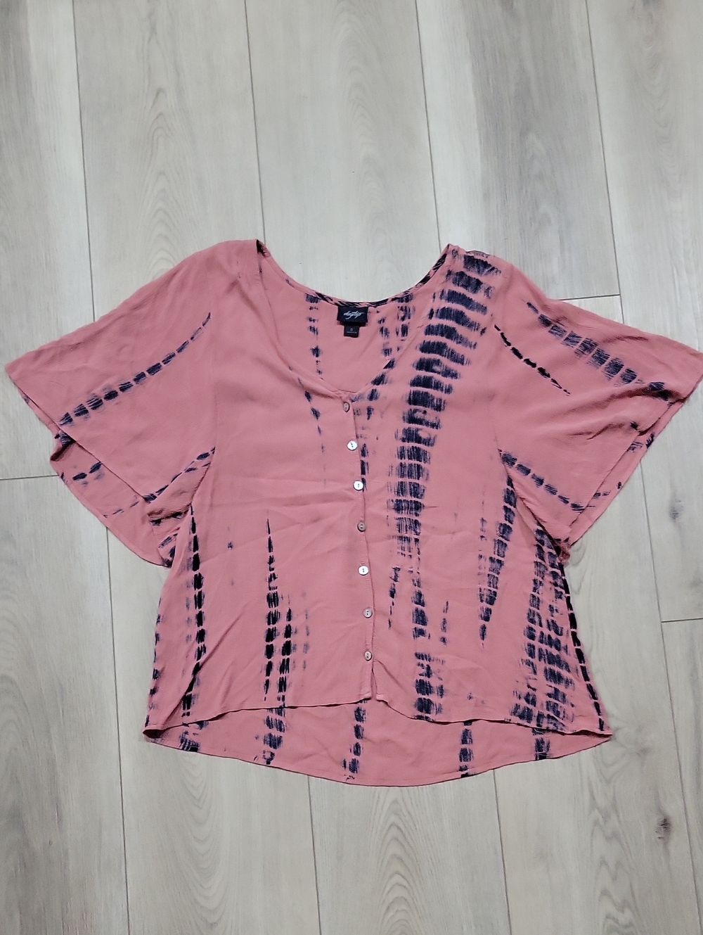 Daytrip Pink Tie-Dye Button Front Blouse